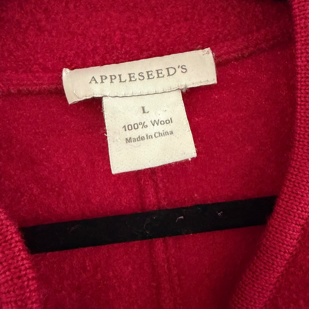 Appleseeds Red Boiled Wool Coat Womens Large Ornate Silver Button Stand Collar - Picture 6 of 9